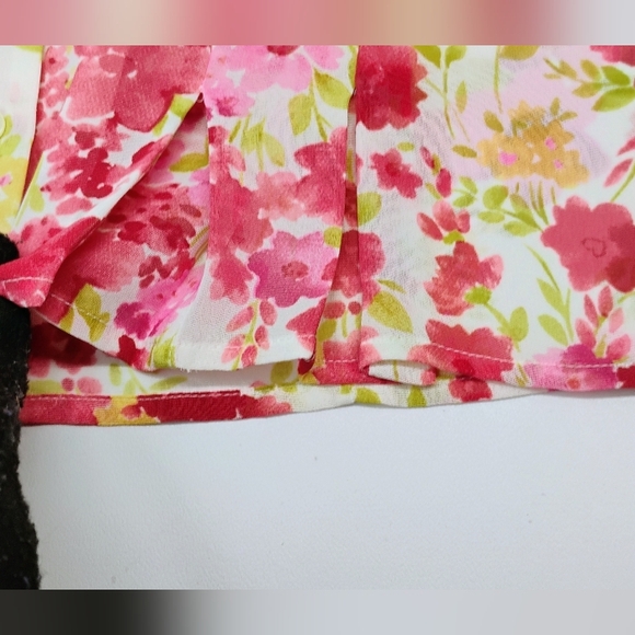 Emma James Two-piece Blouse Sz 8P Pink Floral Pleated Button Down F-4 - Picture 8 of 16